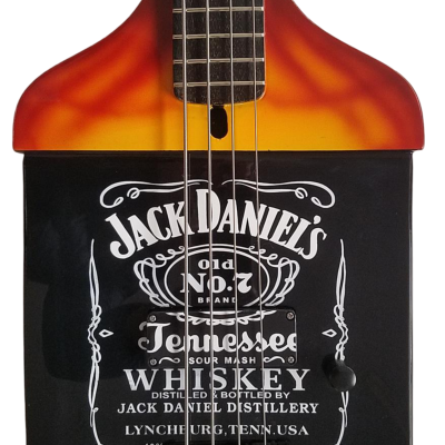Custom Forge Jack Daniels Bottle Orange Black Finish 4 String Headless Bass - Image 3