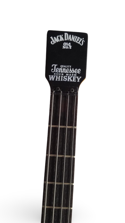 Custom Forge Jack Daniels Bottle Orange Black Finish 4 String Headless Bass - Image 4