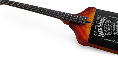 Custom Forge Jack Daniels Bottle Orange Black Finish 4 String Headless Bass - Image 5