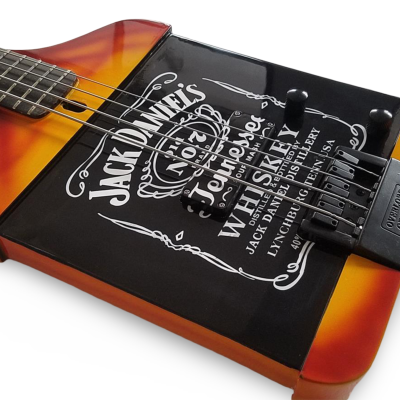 Custom Forge Jack Daniels Bottle Orange Black Finish 4 String Headless Bass - Image 6