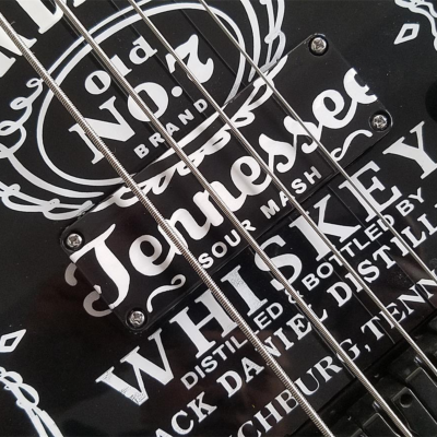 Custom Forge Jack Daniels Bottle Orange Black Finish 4 String Headless Bass - Image 7