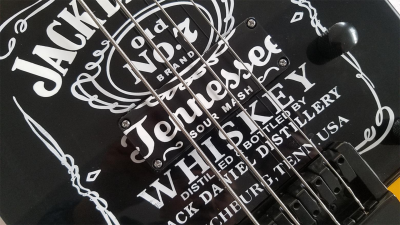 Custom Forge Jack Daniels Bottle Orange Black Finish 4 String Headless Bass - Image 7