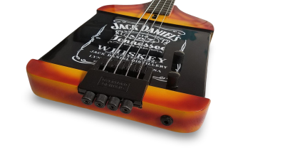 Custom Forge Jack Daniels Bottle Orange Black Finish 4 String Headless Bass