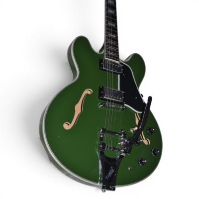 Custom Crown Memphis Olive Drab Green ES355 Bigsby Vibrato Tailpiece Fhole Guitar - Image 2