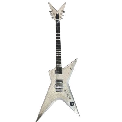 Custom Aurelius Silver Metallic Dime Diamond Plate Stealth Electric Guitar Split V Headstock