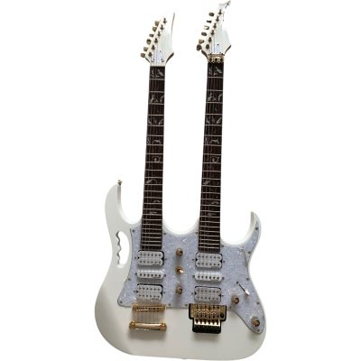 Custom Axis Steve Double Neck White Jem 6 and 6 String Electric Guitar - Image 2