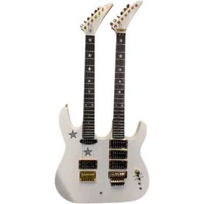 Custom Cinder Richie Sambora Double Neck Jersey Star 6 and 6 String Alpine White Electric Guitar - Image 2