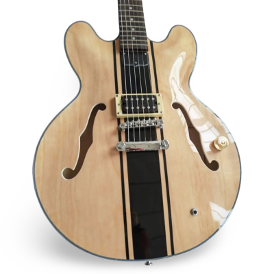 Custom Crown ES333 Tom DeLonge Natural Black Racing Stripes Fhole Semi Hollow Jazz Guitar