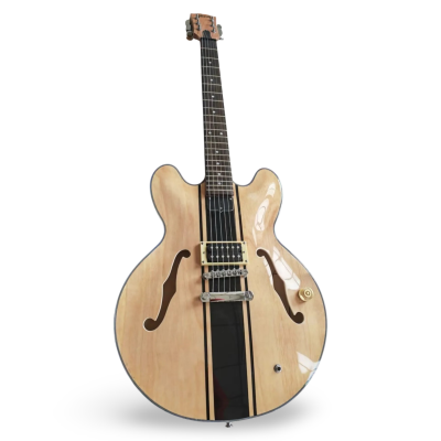 Custom Crown ES333 Tom DeLonge Natural Black Racing Stripes Fhole Semi Hollow Jazz Guitar - Image 3