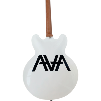 Custom Crown AVA ES333 Tom DeLonge Alphine White Fhole Semi Hollow 6 String Jazz Guitar - Image 5