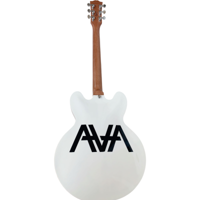 Custom Crown AVA ES333 Tom DeLonge Alphine White Fhole Semi Hollow 6 String Jazz Guitar - Image 6