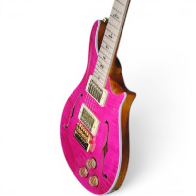 Custom Monarch Santana Bonnie Pink Flamed Maple Top Double Cutaway Guitar Fhole - Image 5