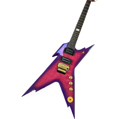Custom Tempest Trans Royal Purple Burst Dimebag Razorback Flying V Floyd Rose Tremolo Blacktooth Guitar ML - Image 2