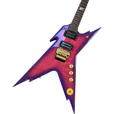 Custom Tempest Trans Royal Purple Burst Dimebag Razorback Flying V Floyd Rose Tremolo Blacktooth Guitar ML - Image 3