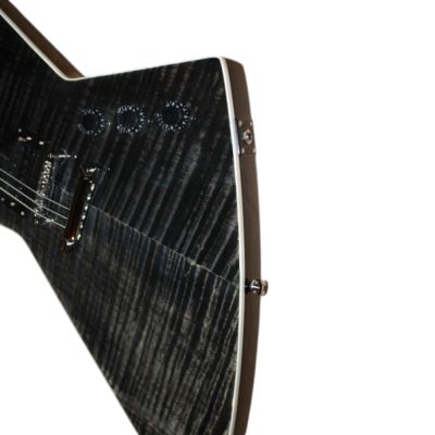 Custom Crown Korina Explorer Hetfield Gray Black Burst Flamed Maple Top Electric Guitar - Image 4
