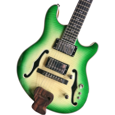 Custom Vesper Trey Fhole Languedoc Eriza Verde Green Burst Bracing Inside Electric Guitar