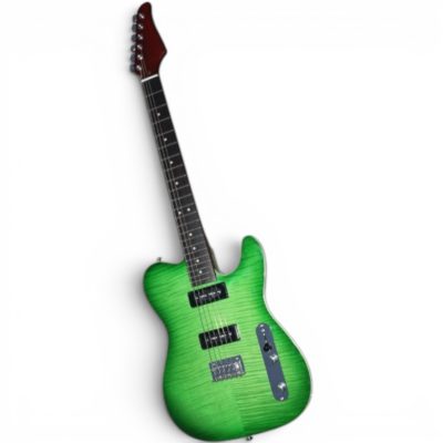 Custom Magnitude P90 Pickups Andy Wood Mahogany Classic Faded Trans Green Burst Flamed Maple Top Guitar - Image 2