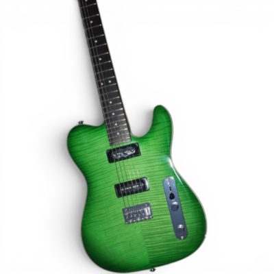 Custom Magnitude P90 Pickups Andy Wood Mahogany Classic Faded Trans Green Burst Flamed Maple Top Guitar - Image 4