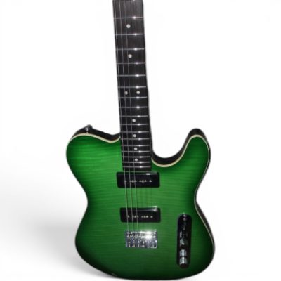 Custom Magnitude P90 Pickups Andy Wood Mahogany Classic Faded Trans Green Burst Flamed Maple Top Guitar - Image 7