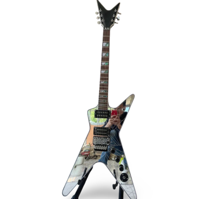 Custom Tempest ML Cracked Mirror Shattered Glass Dimebag Flying V Floyd Rose Tremolo Guitar - Image 2