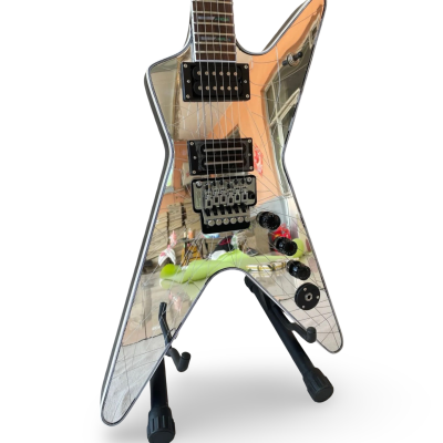 Custom Tempest ML Cracked Mirror Shattered Glass Dimebag Flying V Floyd Rose Tremolo Guitar
