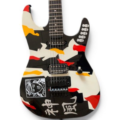 Custom Obsidian George Lynch Ebony Fretboard Kamikaze Floyd Rose Tremolo Kanji Electric Guitar