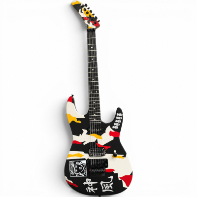 Custom Obsidian George Lynch Ebony Fretboard Kamikaze Floyd Rose Tremolo Kanji Electric Guitar - Image 2