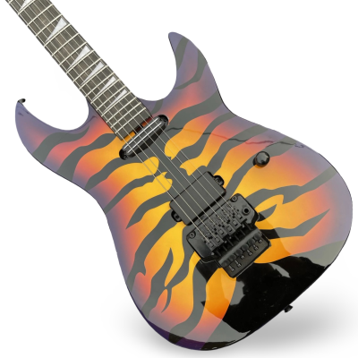 Custom Obsidian George Lynch Sunburst Tiger Graphics 6 String Electric Guitar - Image 2