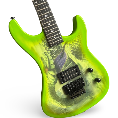 Custom Cinder Snake Green Baretta Finish Floyd Rose Tremolo Electric Guitar - Image 3
