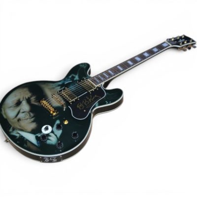 Custom Crown ES335 BB King Lucille Ebony Black Graphic 6 String Electric Guitar - Image 3