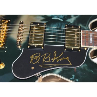 Custom Crown ES335 BB King Lucille Ebony Black Graphic 6 String Electric Guitar - Image 5