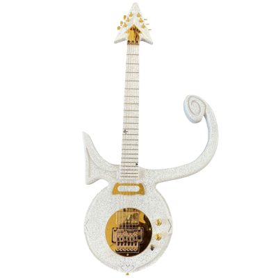 Custom Ember Prince Love Symbol Fretboard White Sparkle Floyd Rose Tremolo Electric Guitar - Image 3