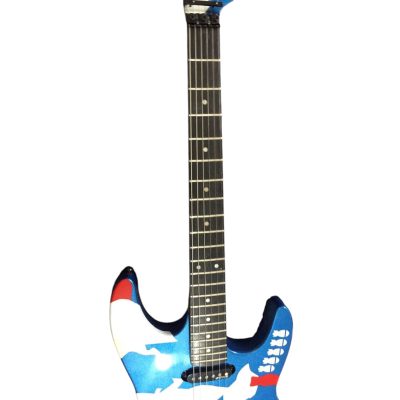 Custom Obsidian George Lynch Kamikaze II Blue Camouflage 6 String Electric Guitar - Image 4