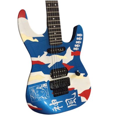 Custom Obsidian George Lynch Kamikaze II Blue Camouflage 6 String Electric Guitar