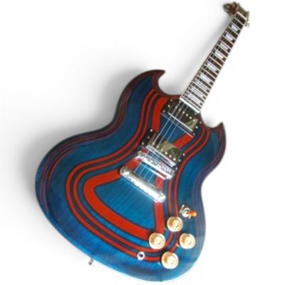 Custom Crown SG Red Blue Zoot Striped Effect Guitar - Image 2