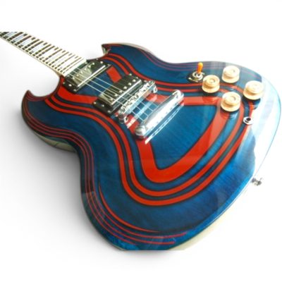 Custom Crown SG Red Blue Zoot Striped Effect Guitar - Image 5