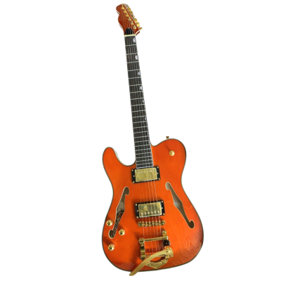 Custom Regent Fhole Translucent Orange Stain Paul Waller Masterbuilt Bigsby Guitar - Image 2
