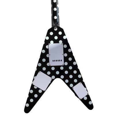 Custom Crown Tremolo Flying V Black White Polka Dots 6 String Guitar Karl Sandoval - Image 6
