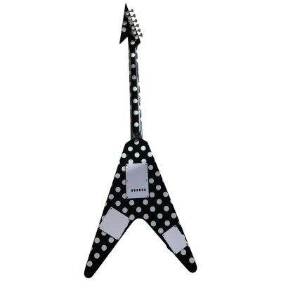 Custom Crown Tremolo Flying V Black White Polka Dots 6 String Guitar Karl Sandoval - Image 7