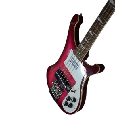 Custom Nova 4003 Purpleglo 4 String Bass White Pickguard - Image 3