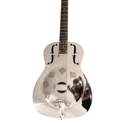 Custom Cobalt Resonator Chrome Plated Brass Body Fholes Acoustic Guitar Mother Of Pearl Resophonic Single Cone