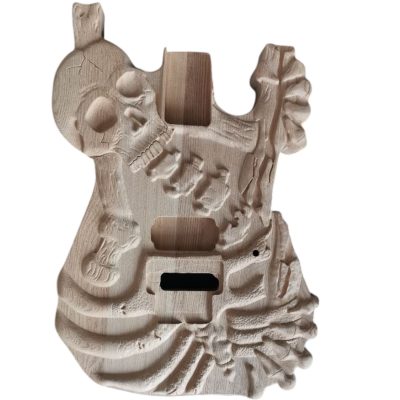 Custom Obsidian Skull And Bones Carved George Lynch Unfinished Body DIY Guitar