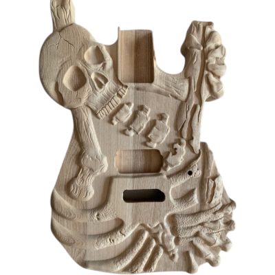 Custom Obsidian Skull And Bones Carved George Lynch Unfinished Body DIY Guitar Body