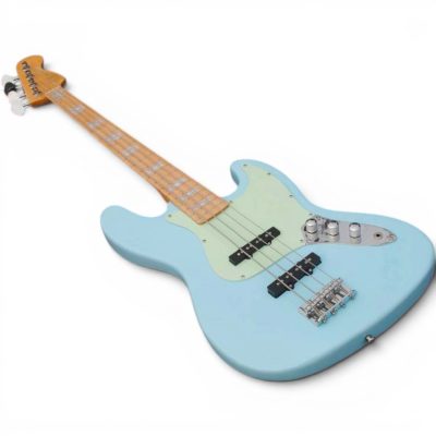 Custom Regent 4 String Jazz Bass Daphne Blue Stark Mint Green Pickguard - Image 3