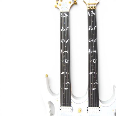 Custom Axis Steve Double Neck Alphine White Jem 6 and 12 String Floyd Rose Tremolo Guitar Fretless - Image 5