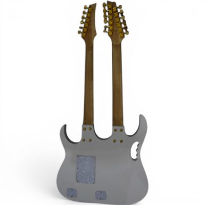 Custom Axis Steve Double Neck Alphine White Jem 6 and 12 String Floyd Rose Tremolo Guitar Fretless - Image 13