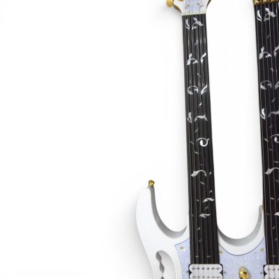 Custom Axis Steve Double Neck Alphine White Jem 6 and 12 String Floyd Rose Tremolo Guitar Fretless - Image 14