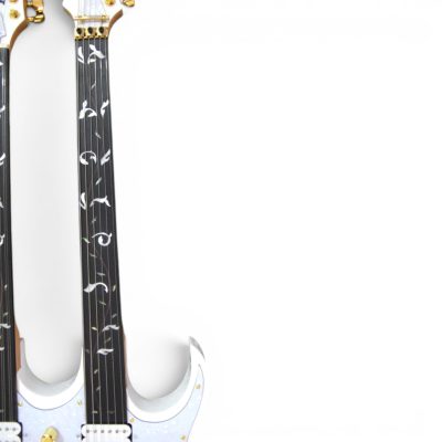 Custom Axis Steve Double Neck Alphine White Jem 6 and 12 String Floyd Rose Tremolo Guitar Fretless - Image 15