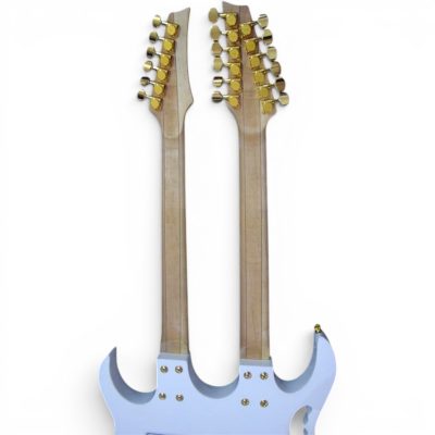 Custom Axis Steve Double Neck Alphine White Jem 6 and 12 String Floyd Rose Tremolo Guitar Fretless - Image 18