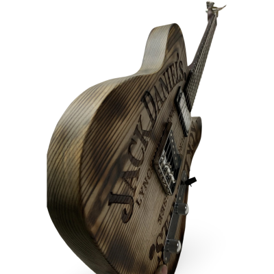 Custom Regent Barrel Top Jack Daniels Sandblasted Natural Oak Electric Guitar - Image 2